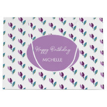 Purple Green Floral Watercolor Hand-painted