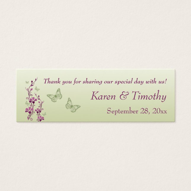 Purple, Green Floral with Butterflies Favour Tag (Front)