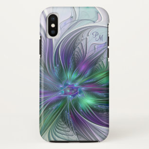 Purple Green Flower Abstract Fractal Art Initials Case-Mate iPhone Case