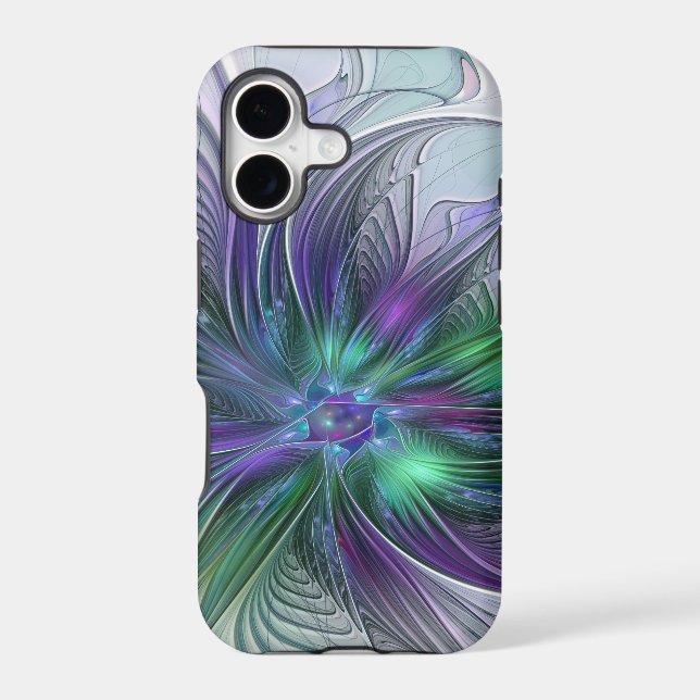 Purple Green Flower Modern Abstract Art Fractal (Back)