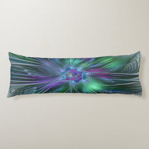 Purple Green Flower Modern Abstract Art Fractal Body Cushion