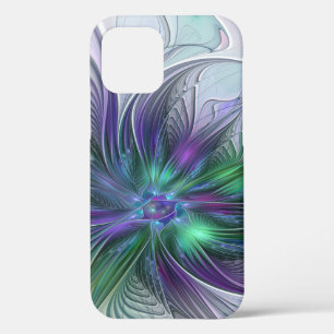 Purple Green Flower Modern Abstract Art Fractal iPhone 12 Pro Case