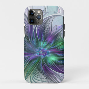Purple Green Flower Modern Abstract Art Fractal Case-Mate iPhone Case