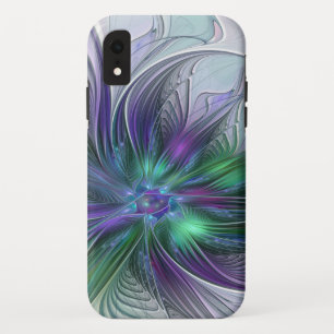Purple Green Flower Modern Abstract Art Fractal Case-Mate iPhone Case