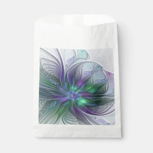 Purple Green Flower Modern Abstract Art Fractal Favour Bags