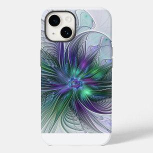Purple Green Flower Modern Abstract Art Fractal iPhone 14 Case