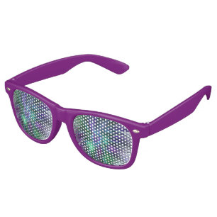 Purple Green Flower Modern Abstract Art Fractal Retro Sunglasses