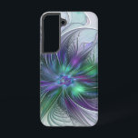Purple Green Flower Modern Abstract Art Fractal Samsung Galaxy Case<br><div class="desc">A magical fantasy flower for you.
Unique design for your Samsung Galaxy S22 case and more.</div>