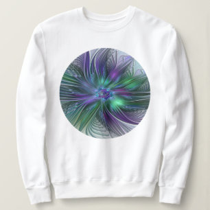 Purple Green Flower Modern Abstract Art Fractal Sweatshirt