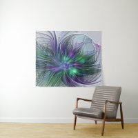 Purple Green Flower Modern Abstract Art Fractal