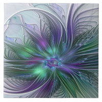 Purple Green Flower Modern Abstract Art Fractal