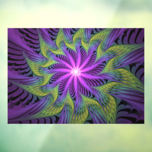 Purple Green Flower Modern Abstract Fractal Art