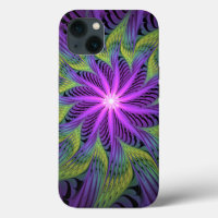 Purple Green Flower Modern Abstract Fractal Art