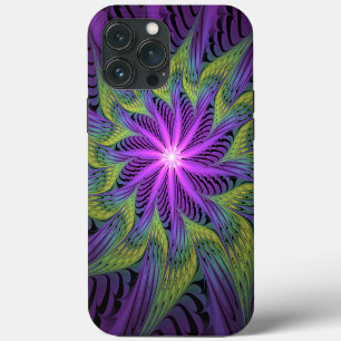 Purple Green Flower Modern Abstract Fractal Art iPhone 13 Pro Max Case