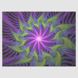 Purple Green Flower Modern Abstract Fractal Art Tissue Paper