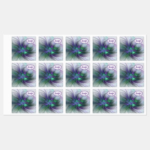 Purple Green Flower Modern Abstract Fractal Name