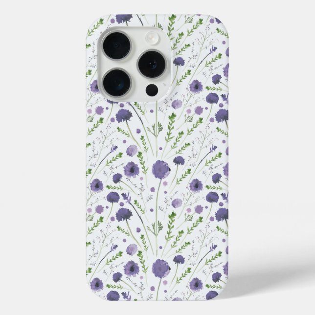 Purple Green Flower Pattern Case-Mate iPhone Case (Back)