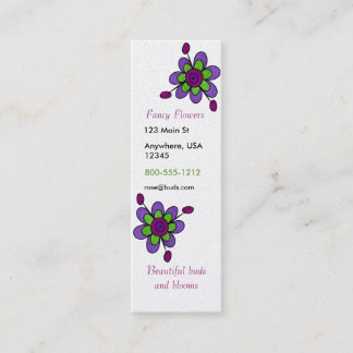 Purple & Green Fun Flowers Mini Business Card