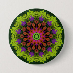 Purple Green : Geometric Mandala Art 7.5 Cm Round Badge