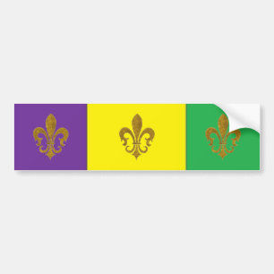 PURPLE GREEN GOLD HAPPY MARDI GRAS BUMPER STICKER