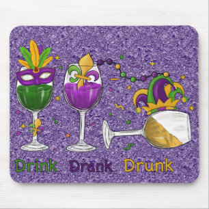 PURPLE GREEN GOLD MARDI GRAS BEVERAGES MOUSE PAD