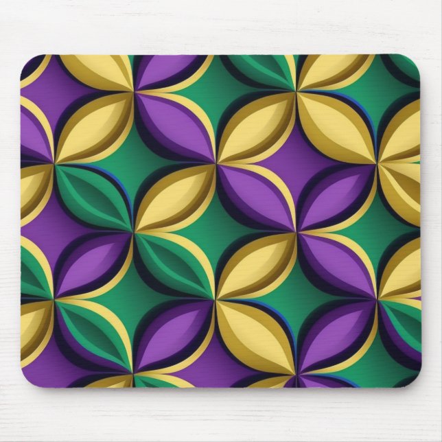 PURPLE GREEN GOLD MARDI GRAS COLORED PATTERN MOUSE PAD (Front)