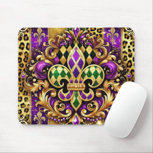 PURPLE GREEN GOLD MARDI GRAS FLEUR DE LIS MOUSE PAD