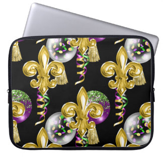 PURPLE GREEN GOLD MARDI GRAS LAPTOP SLEEVE