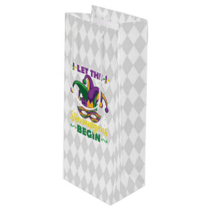 PURPLE GREEN GOLD MARDI GRAS SHENANIGANS WINE GIFT BAG