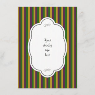 Purple, Green & Gold Mardi Gras Striped Invitation