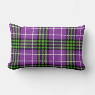 PURPLE & GREEN HALLOWEEN INSPIRED PLAID LUMBAR CUSHION