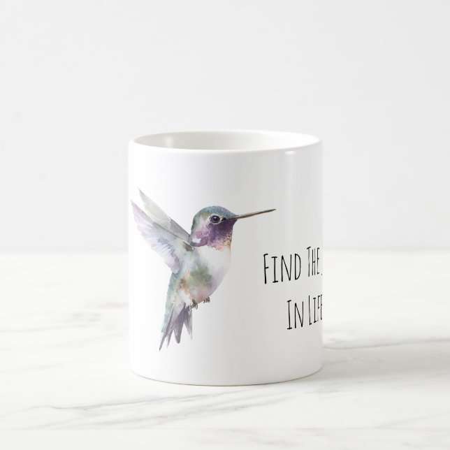 Purple Green Hummingbird Joy Coffee Mug (Center)
