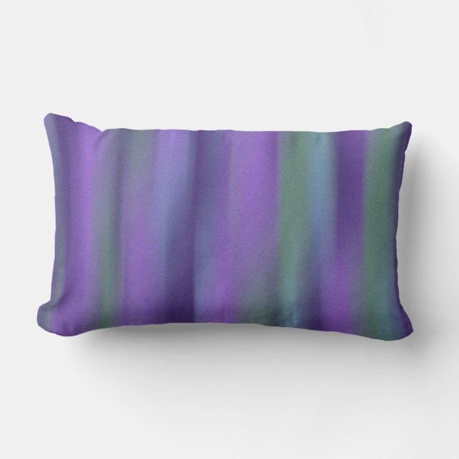 Purple Green Lavender Stripe Lumbar Cushion (Front)