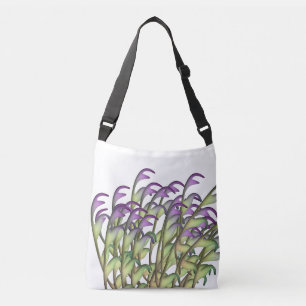 Purple Green Leaves Crossbody Bag