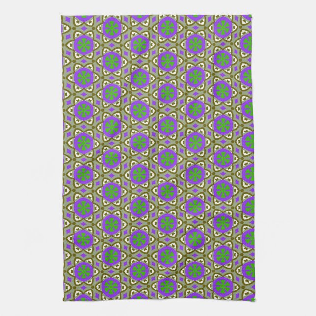Purple + Green Lime Flower Pattern Kitchen cloth (Vertical)