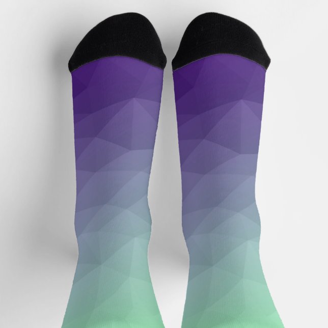 Purple green ombre geometric mesh pattern socks (Top)