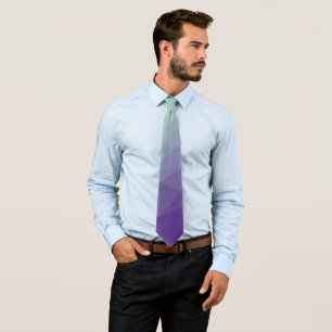 Purple green ombre gradient geometric mesh tie