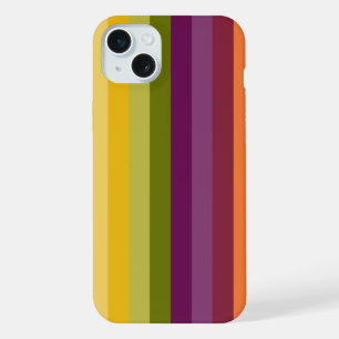 PURPLE GREEN ORANGE YELLOW STRIPES iPhone 15 PLUS CASE