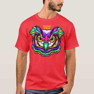 Purple Green Owl With Pink Fleur De Lis For T-Shirt