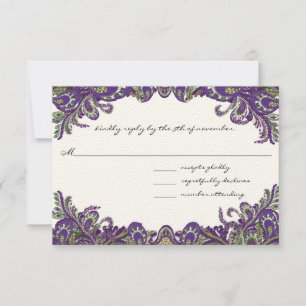 Purple & Green Peacock Wedding Invitations