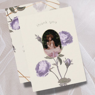 Purple/Green Photo Funeral Sympathy Thank You Card