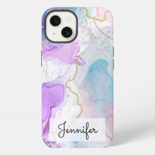 Purple, Green, Pink Flowing Colours Elegant iPhone 13 Case