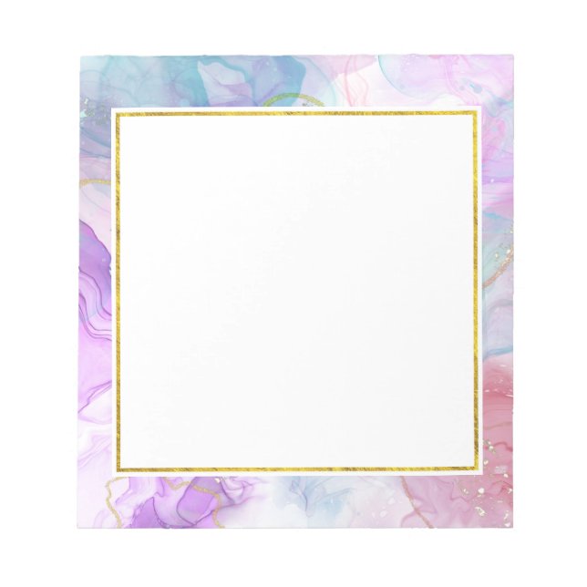 Purple, Green, Pink Flowing Colours Elegant Notepad (Front)