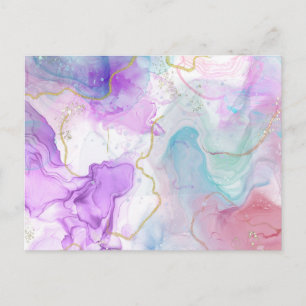 Purple, Green, Pink Flowing Colours Elegant Postcard