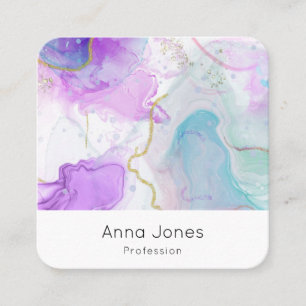 Purple, Green, Pink Flowing Colours Elegant Square Business Card