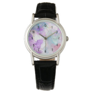 Purple, Green, Pink Flowing Colours Elegant Watch