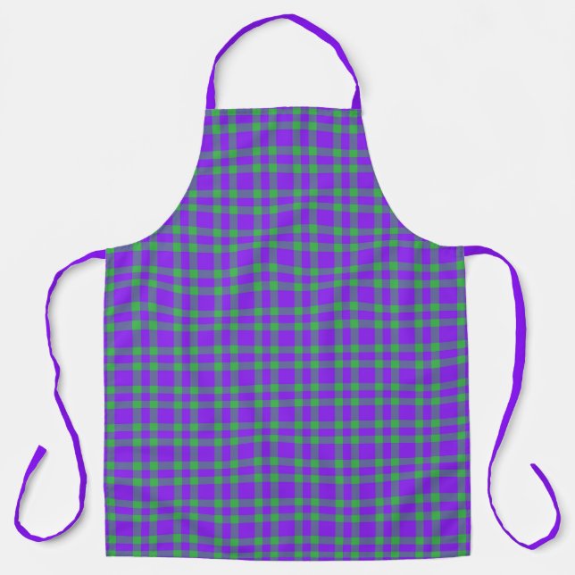 Purple Green Plaid Pattern Apron (Front)