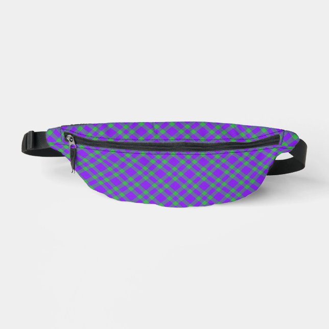 Purple Green Plaid Pattern Bum Bags (Front)