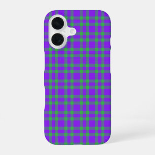 Purple Green Plaid Pattern iPhone 16 Case