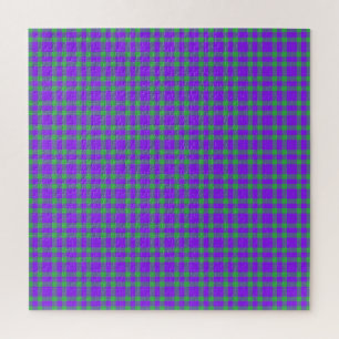 Purple Green Plaid Pattern Jigsaw Puzzle